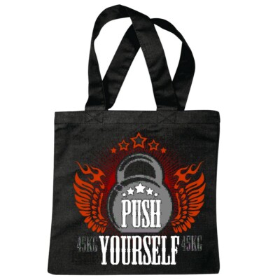 Tasche Beutel Baumwolltasche PUSH YOURSELF BODYBUILDING GYM KRAFTTRAINING FITNES