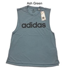 Image of Adidas Womens Tank Top Shirt White Black Green Small Medium or Large Sleeveless