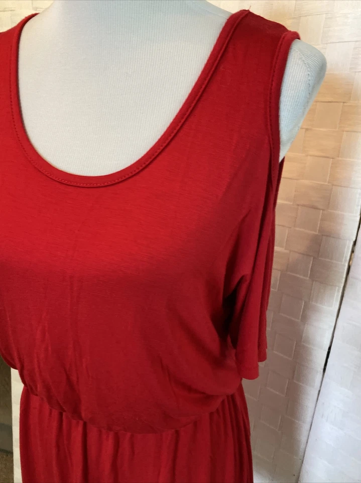 Hourglass Lilly Women's Size Access Red Gathered Waist Cold Shoulder Mini Dress - Image 3 of 4