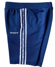 Adidas Originals Boys 3 Stripes Tape Shorts Blue White Trefoil Logo Size Medium