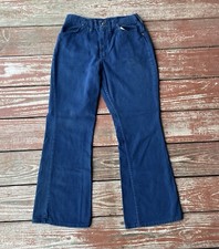 Vintage 70s Wrangler Bell Bottom Jeans Womens Sz 26x28 13/14 Blue Flared 1970s