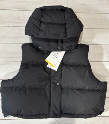 NEW Lululemon Wunder Puff Super Cropped Vest Hooded Size 14 Black NWT
