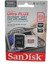 SanDisk - ULTRA PLUS 512GB microSDXC UHS-I Memory Card - NEW