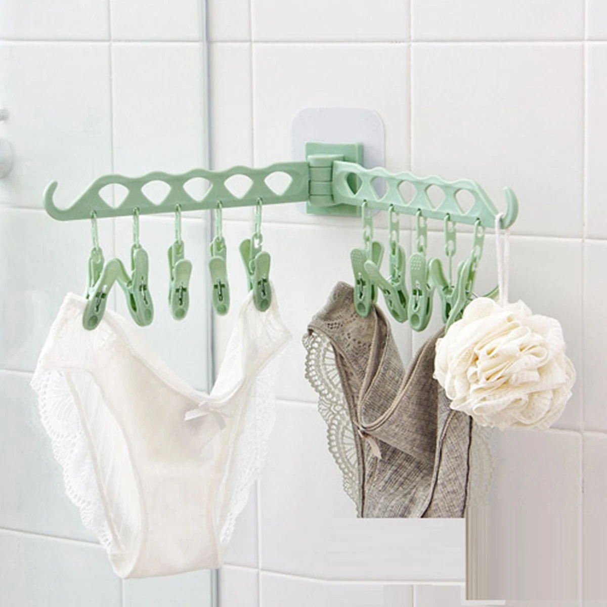 Underwear Drying Rack Creative Design Drill Free 12 Clip Multifunctional Rotate