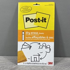 Post-it Dry Erase Sheets 3 Pack 7" X 11.3" Peel  Stick to Create a Whiteboard
