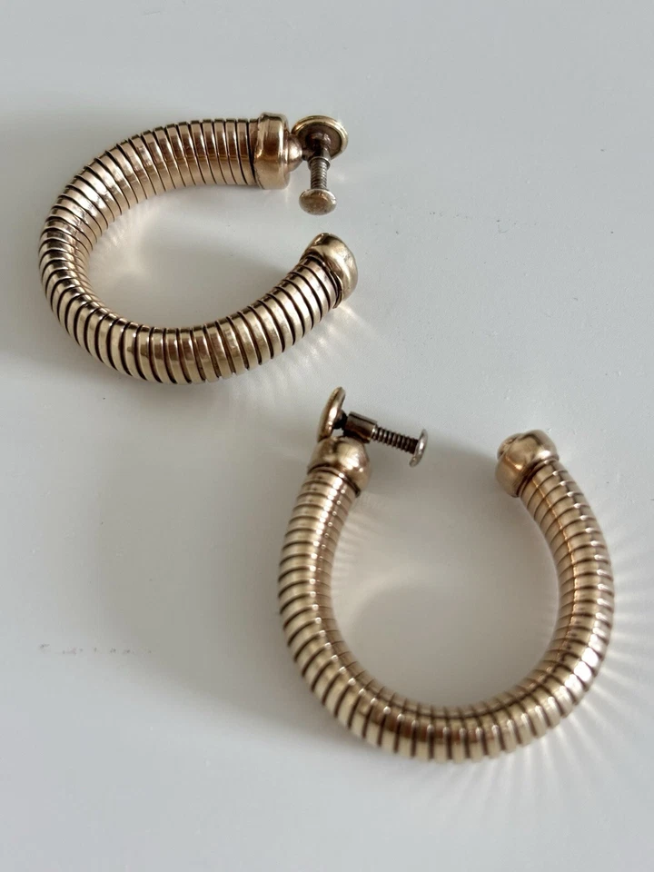 Lindo Vintage PR.ST.CO. Brincos folheados a ouro 12k em escala 1/20 - Imagem 2 de 3