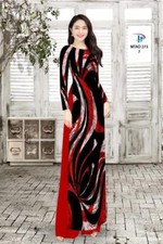 Ao Dai Vietnamese Silk Print 3D , Designer Flowers Long Dress With Pants