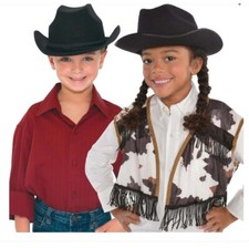 Costumes USA - Kids Cowboy Black Hat with Stampede Strings  Braided Trim - New
