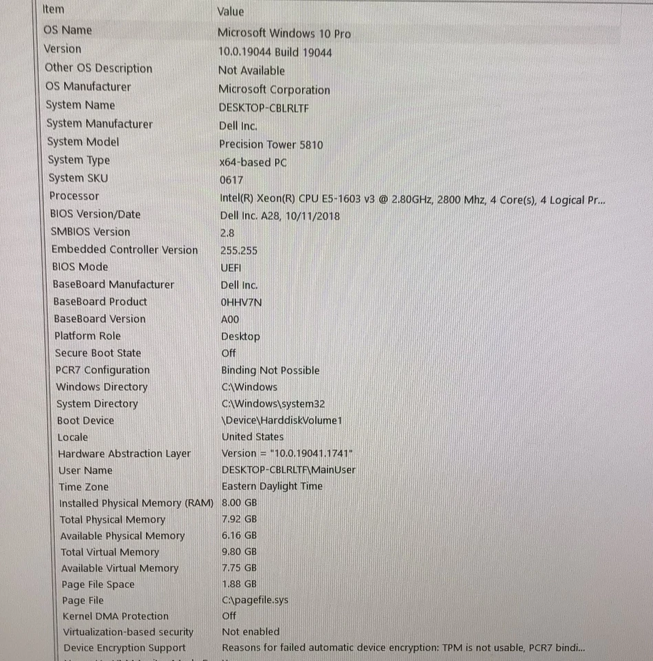 戴尔 Precision Computer 5810 XEON E3-1603V3 8GB 1TB 128SSD WIN 10 USB WIFI — 第 4/4 张图片