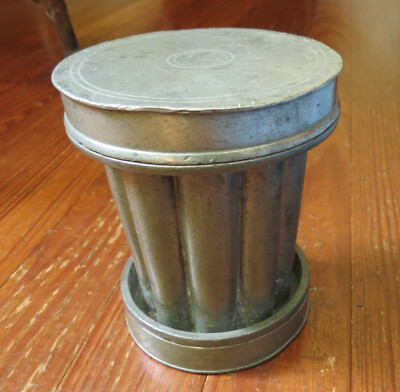 EARLY ENGLISH PEWTER PUDDING MOLD with COLUMN PATTERN 1700's