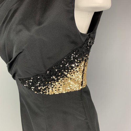 MONIQUE LHUILLIER Size 4 Black Gold Silk Rayon Sequined Cocktail Dress - Bild 2 von 7