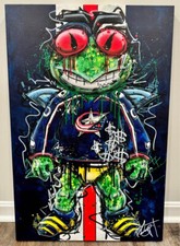 Columbus Blue Jackets Stinger 24x36 Original Graffitti Canvas Painting BG Paints