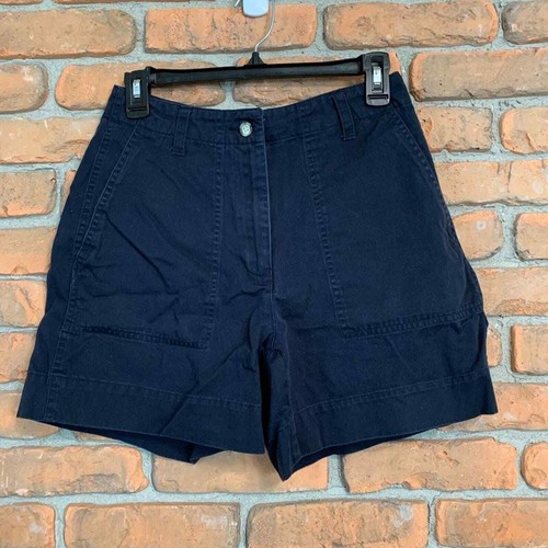 Fashion Bug Women's Vintage High Waisted Cotton Utility Shorts Blue
