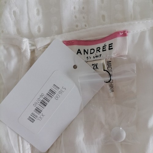NWT Andree By Unit Womens White Short Sleeve Eyelet Tassel Blouse Top Size 2X - Picture 5 of 6