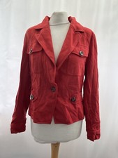 Cabi Red Jacket Size 10 Long Sleeve Collar Rayon Blend Womems