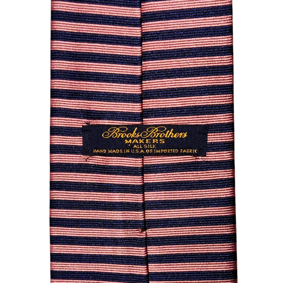 Corbata Brooks Brothers Makers Rosa Negra Azul Oscuro Horizontal Rayas Seda Repp Foto 4 de 4