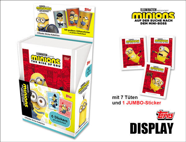 Topps Minions Sticker 2022 Suche nach dem Mini-Boss – 1x Display je 36x Tüten