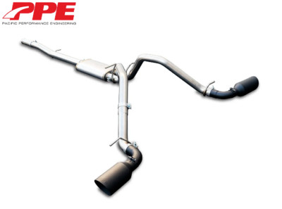PPE Raw Dual Exit Cat-Back Exhaust Kit w/ Black Tips For 2014-2019 GM 1500 5.3L