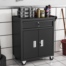 Steel Metal Tool Utility Cart Lock Garage Storage Cabinet Workshop Tool Trolley