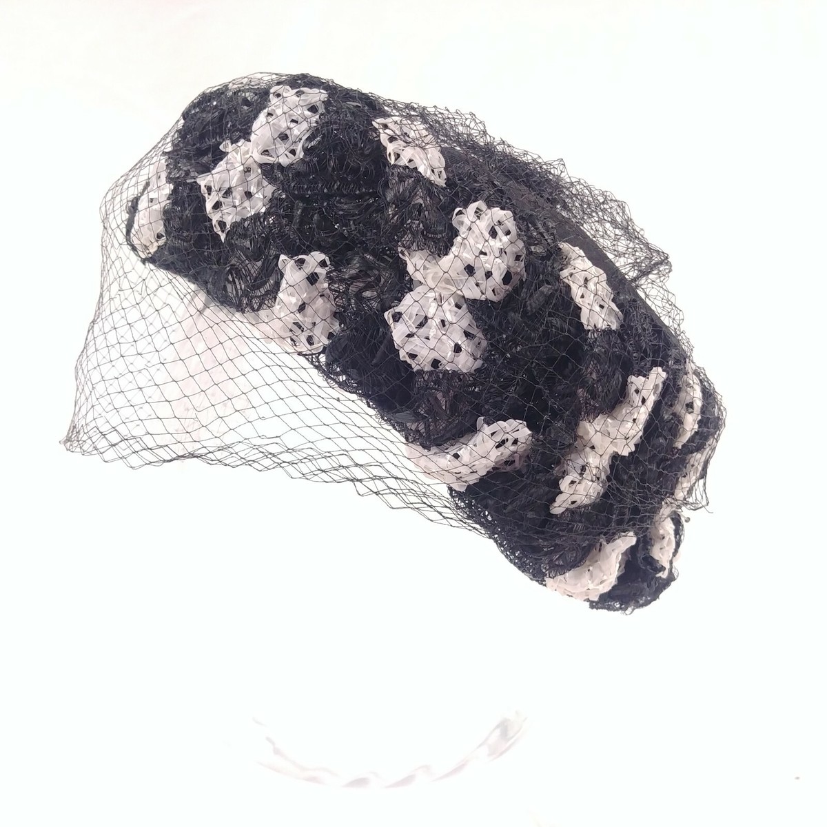 Vintage Pillbox Hat Womens Black With Braided Ribbon 1950s  display picture 1