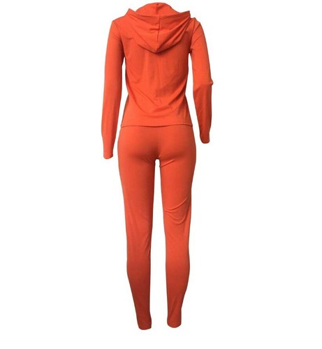 USA-Women-Zipper-UP-Long-Sleeve-Hooded-Jackets-Top-Pencil-Pants-Two-Piece-Set