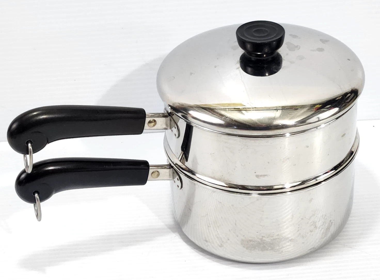 Revere Ware 2 Qt. Quart Sauce Pan W/Steamer & Double Boiler Clinton IL USA