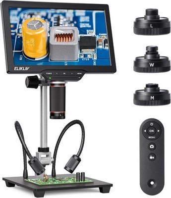 Elikliv TL301-Max 10'' HDMI Digitalmikroskop 4K USB Münzenlupe for Adults,64GB