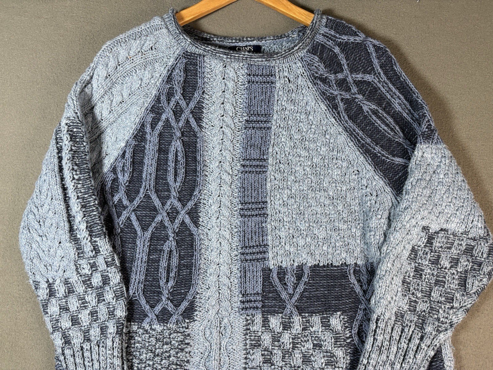 Chaps Cable Knit Patchwork Fisherman Sweater Wome… - image 4