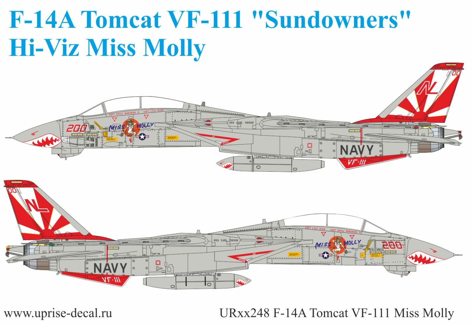 1:32 Decal Grumman F-14A Tomcat VF-111 Miss Molly , Part 1 -  UpRise  UR32248
