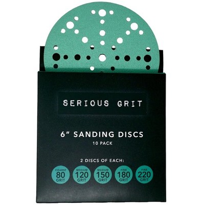 Serious Grit - 6-Inch 49-Hole Sanding Discs Sample Pack - 80, 