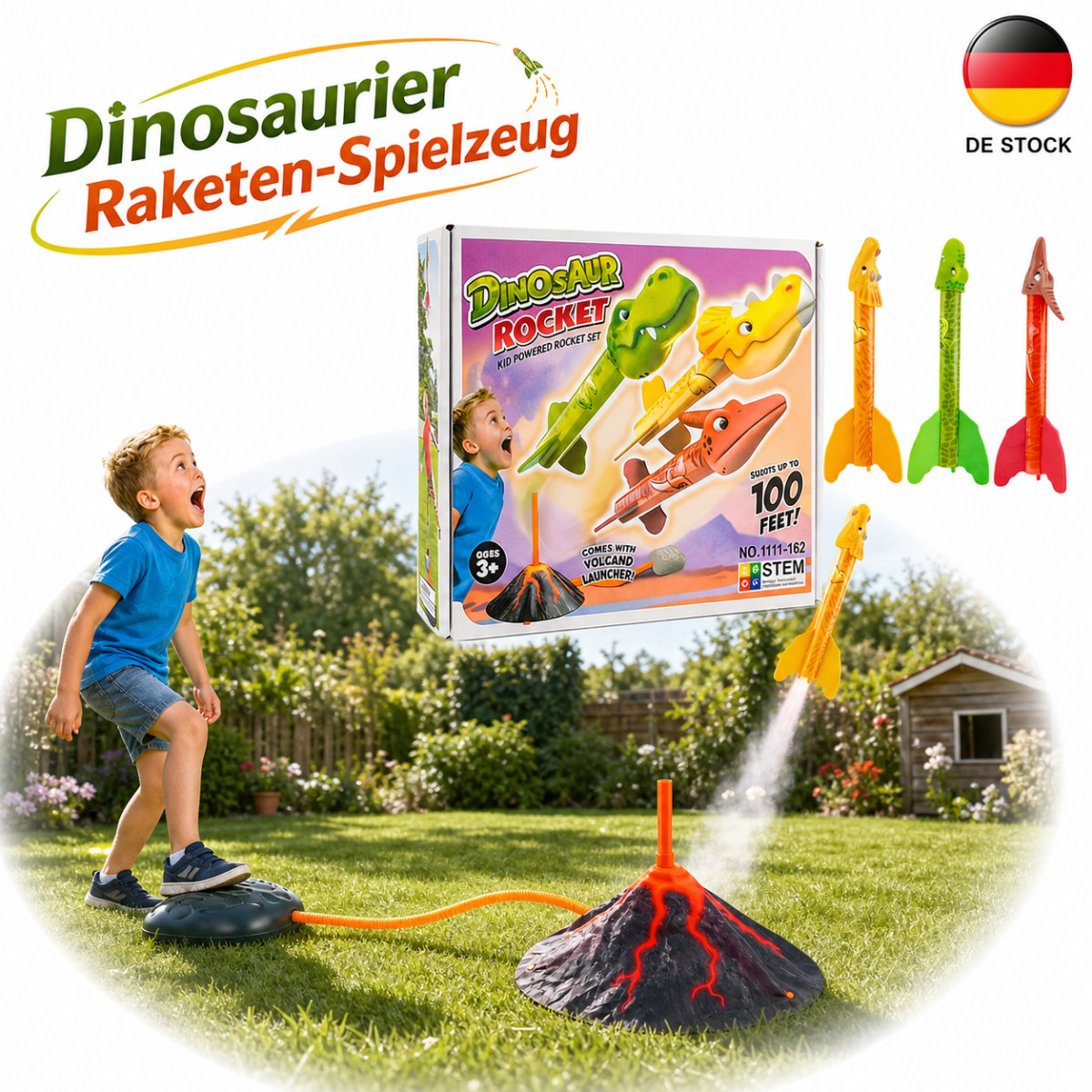 Rakete Outdoor Spielzeug Schaumstoff Dinosaurier Luftdruck für Kinder 3-12 Jahre