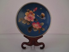 Smalto giapponese Taisho cloisonne su piatto spilla rame placcato argento