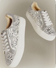 Betsey Johnson Reily Platform Sneaker Women's Shoes White Size 8M New