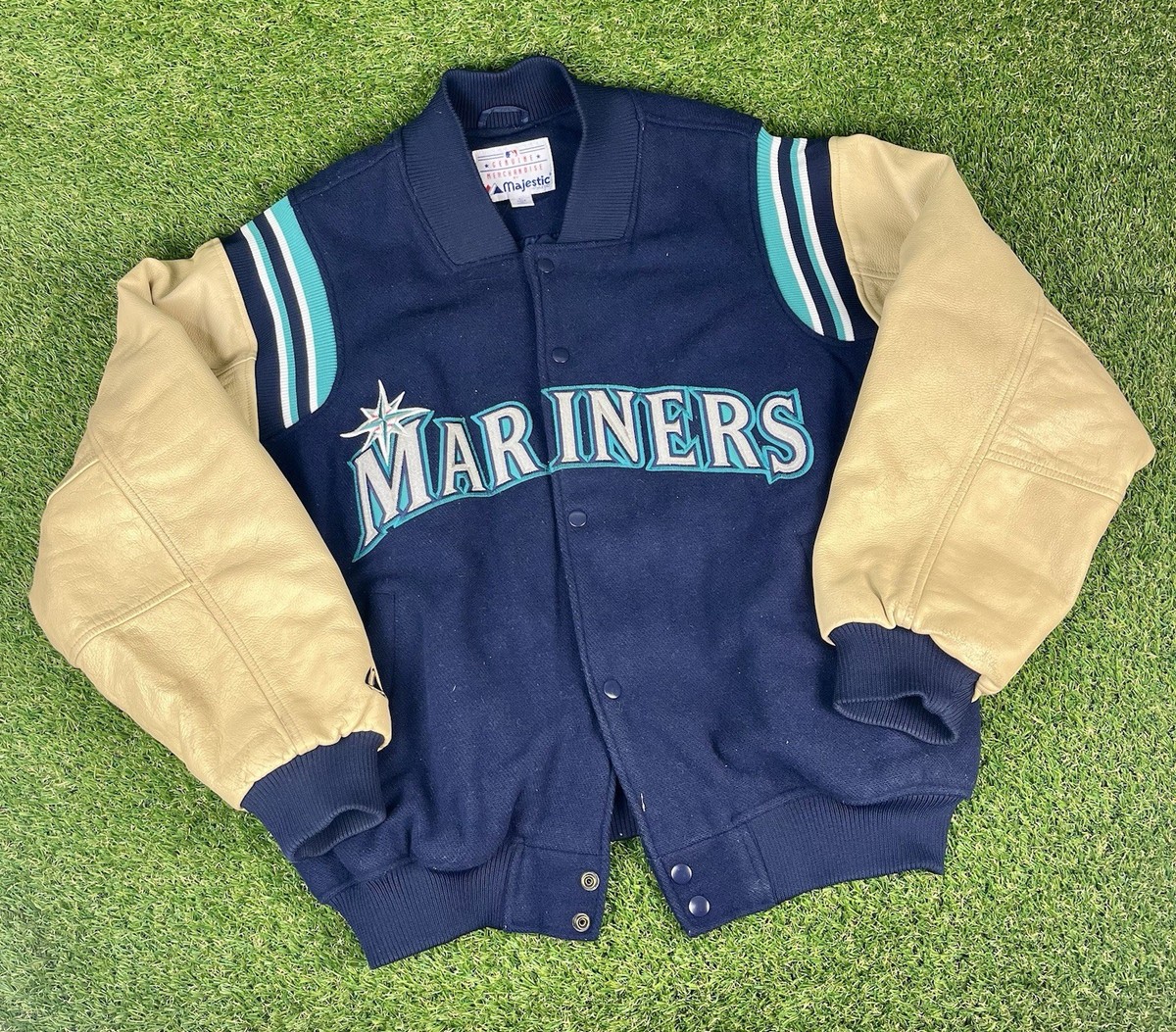 Vintage Majestic Seattle Mariners Varsity Letterman Jacket - Wool