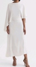 Reiss Naomi white ivory cape sleeve dress uk size 12 RRP £298
