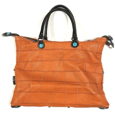 Gabs Italy Convertible Coral Leather Purse Patchwork Tote Women s Bag Orange