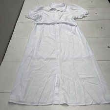 SHEIN Curve Dress Womens 2XL White Button Front Shirt Puff Sleeve Belted Midi