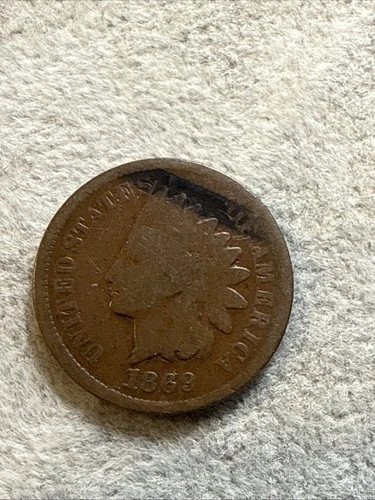 1869 Indian Head Cent Early Rare Key Date VG Fine Odd Color Bold Date 7592