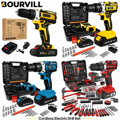 36V Cordless Drill Set with Batteries,Electric Power Drill Kit Tool Box,DIY Pro