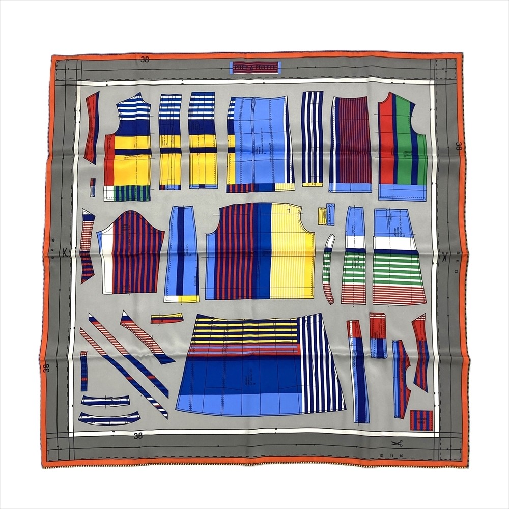 HERMES Carr 70 Pret a Porter Silk Scarf in Blue Mini Size