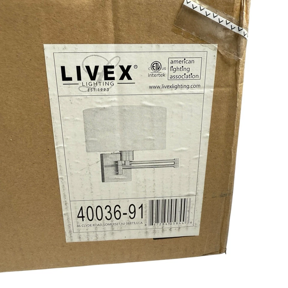 Brazo oscilante de una luz de 25" montaje en pared acabado níquel cepillado iluminación Livex 40036-91 Foto 3 de 3