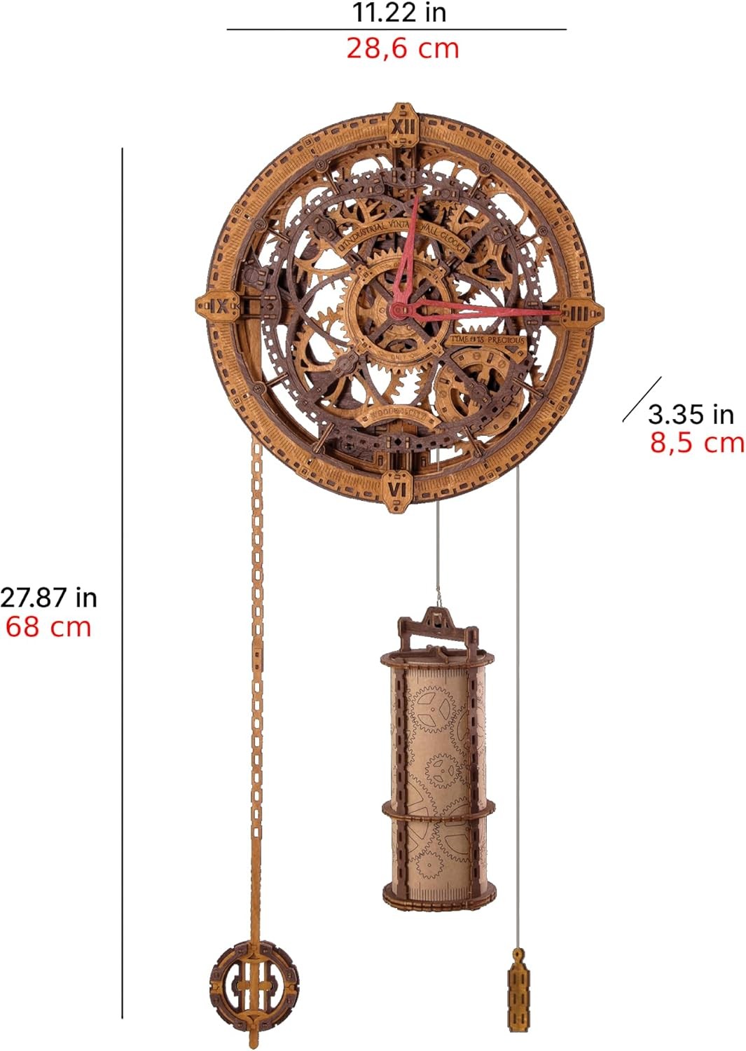 WOODEN.CITY Steampunk 3D Puzzle Clock – DIY Mechanical Wall Clock Kit for Adul