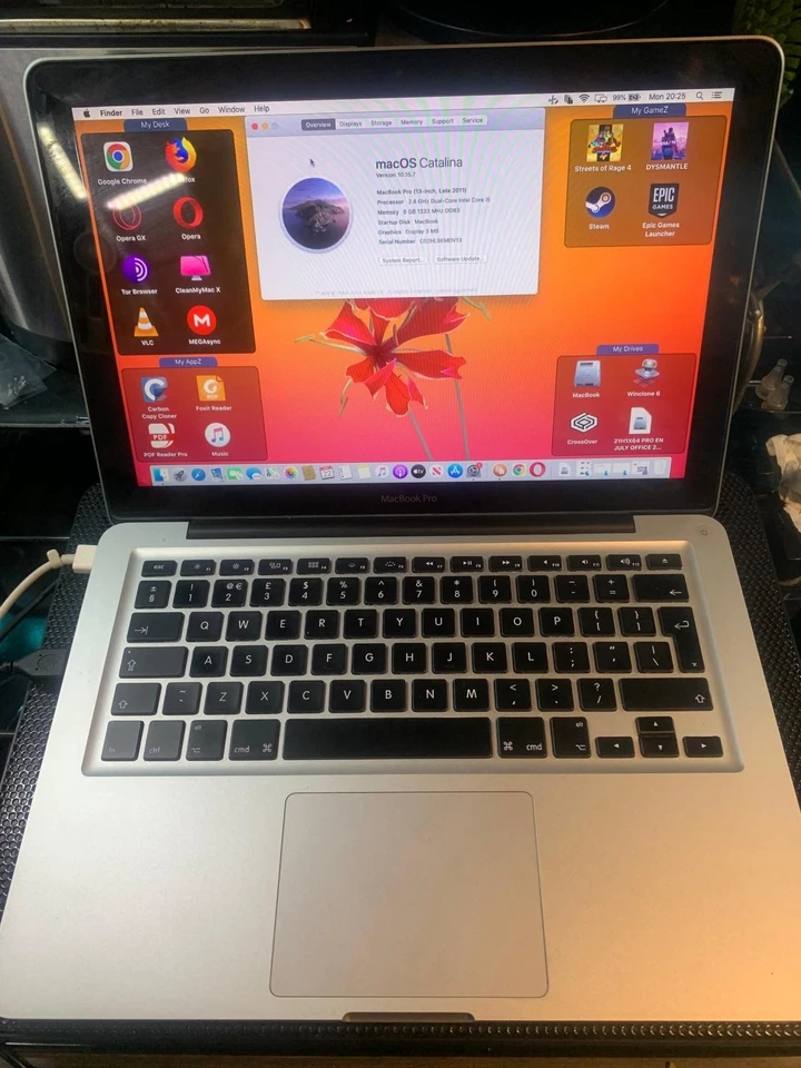 Apple MacBook Pro 13" Intel i5 2.40GHz,8GB, 500GB HDD, Catalina+Windows11-No9 - Image 4 of 4