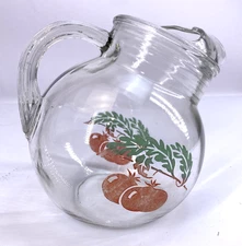 Vintage Tilted Glass Tomato Juice Pitcher With Ice Lip Tilt Ball Small Chip