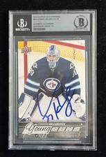 Connor Hellebuyck Signed 2015-16 UD Jumbo Young Guns RC #214 BAS Auto 10 Grade