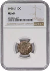 1928-S Mercury Silver Dime MS64 NGC