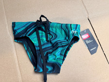 TYR Boys Tyreco Durafast Elite Racer Brief Swimsuit Allover Print green/blk sz22