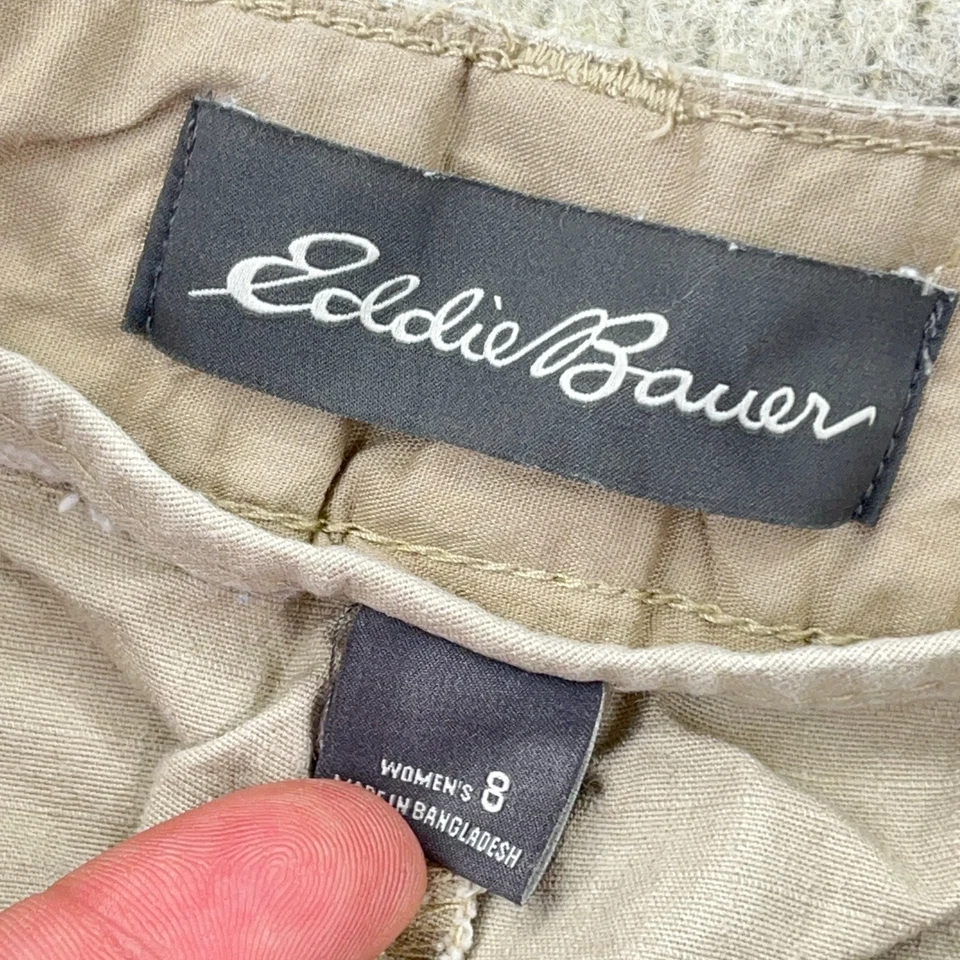 Eddie Bauer Pants Women 8 Khaki Tan Rip Stop Straight Leg Flap Pocket Hiking - Image 4 of 4