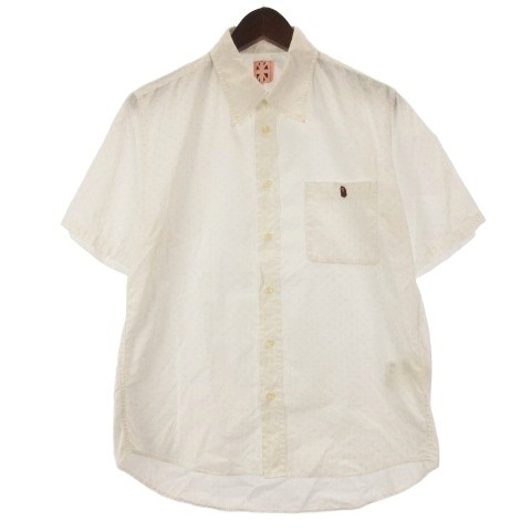 Bape, A Bathing Ape Vintage Star Pattern Short Sleeve Shirt Men's M White 261005E