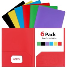 Plastic Folders with Pockets 6 Pack Document Folders with Business Card Slot 2